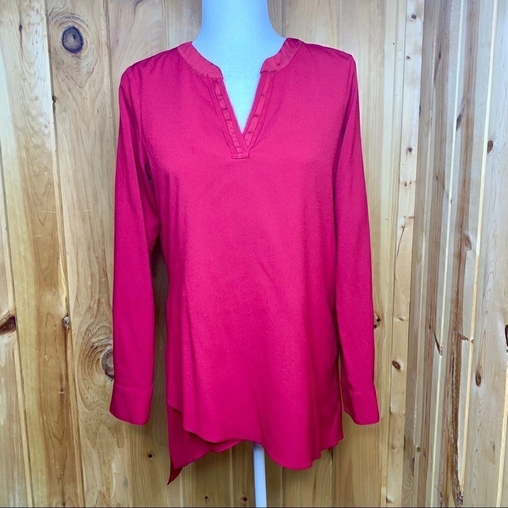 WHBM burgundy asymmetrical layered tunic size 2